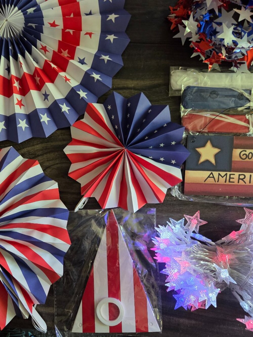 Patriotic Decor Lights-Fans-PomPoms & More - Assortment #2 New
